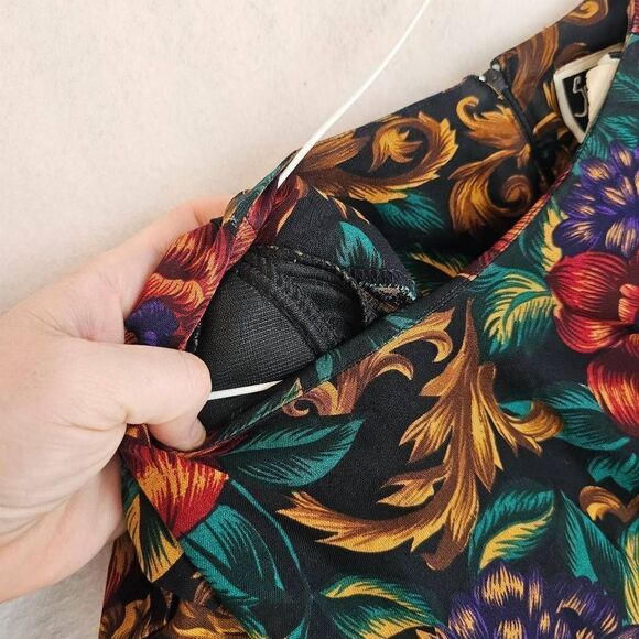 Vintage 80's Floral A-Line Maxi Dress 16 - Picture 3 of 5